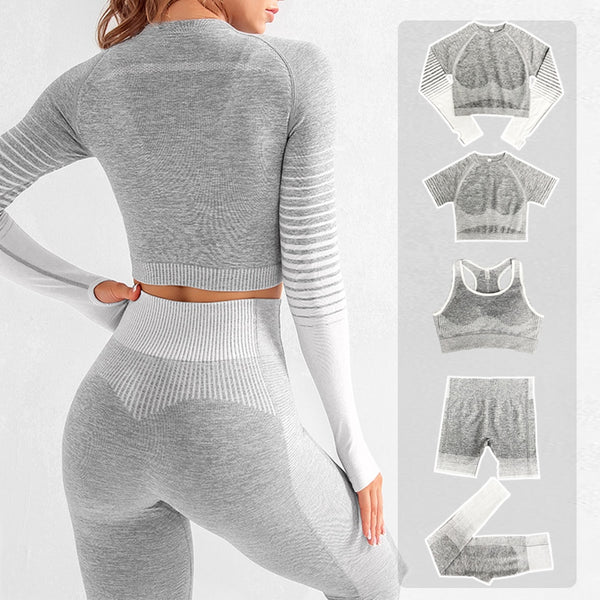 Yoga Fitness Set with Seamless Crop Top and High Waist Leggings