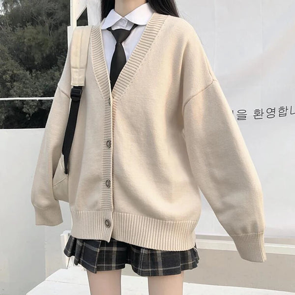 Loose V-Neck Outwear Japanese Style Sweater