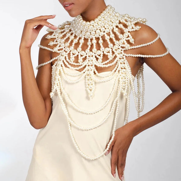 Vintage Wedding Dress Pearl Shoulder Chain