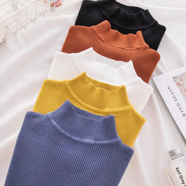Knitted Casual Turtle Neck Pullover Tops