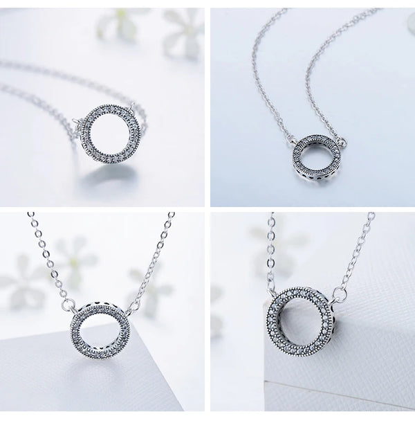 Classic 🤎 Clear Cubic Zirconia Circle Necklace For Women