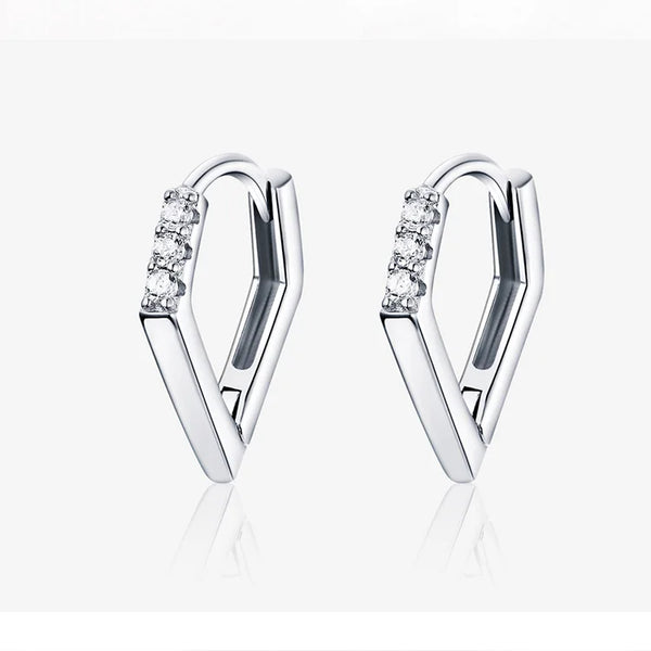 V-Shape Silver Authentic Hoop Earrings