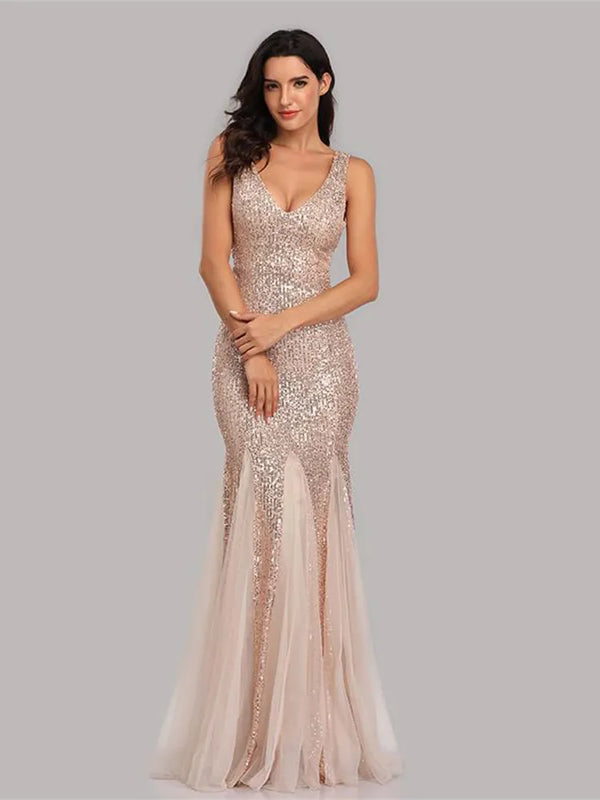 Formal Sleeveless Mermaid Dress With Long Shawl Evening Party Gowns