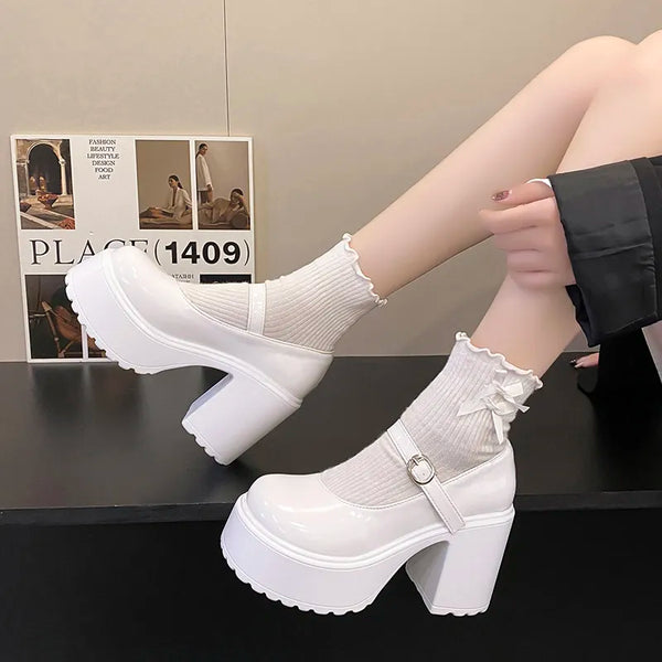 Chunky High Heels Buckle Strap Mary Jane Shoes