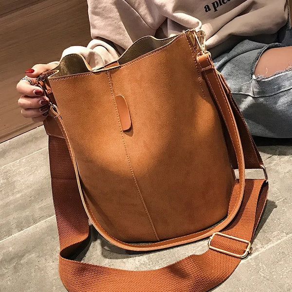 Buckle Leather Sling Shoulder Bag