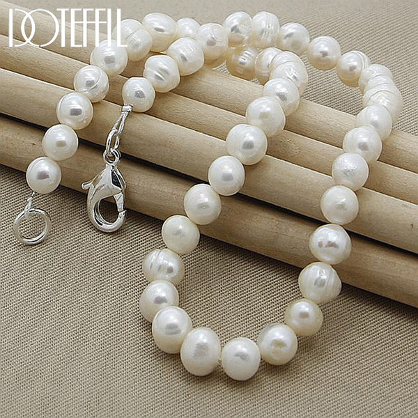 Pearl Lock Necklace with Sterling Silver Chain