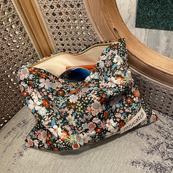 Retro Floral Fabric Storage Organizer Bag