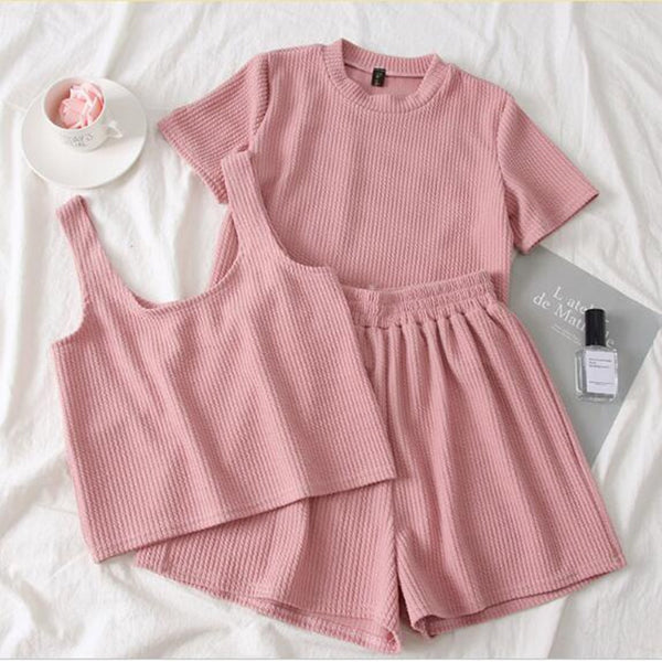 Casual Round Neck T-Shirt and Shorts Set for Women's Daily Wear