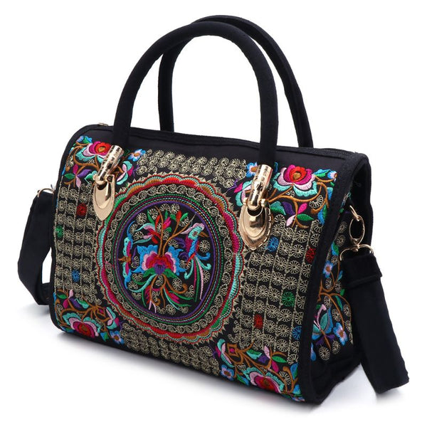 Ethnic Boho Floral Embroidered Handbag