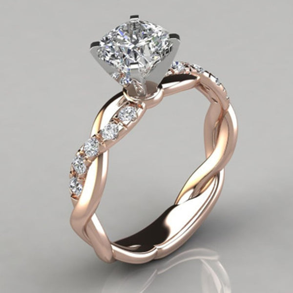 Crystal Engagement Geometric Design Wedding Ring