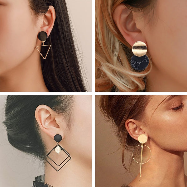 Women's Vintage Geometric Acrylic Drop Earrings with Irregular Shape