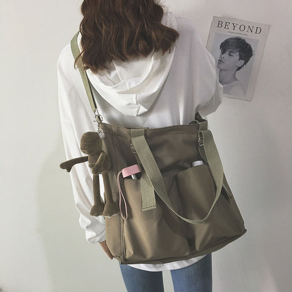 Water-Resistant Oxford Canvas Crossbody Tote Bag
