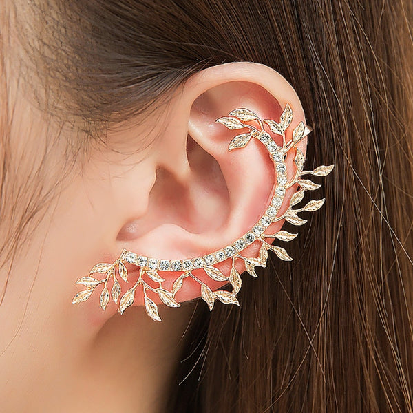 Punk Gothic Crystal Rhinestone Ear Cuff Stud Earrings with Vintage Elegance