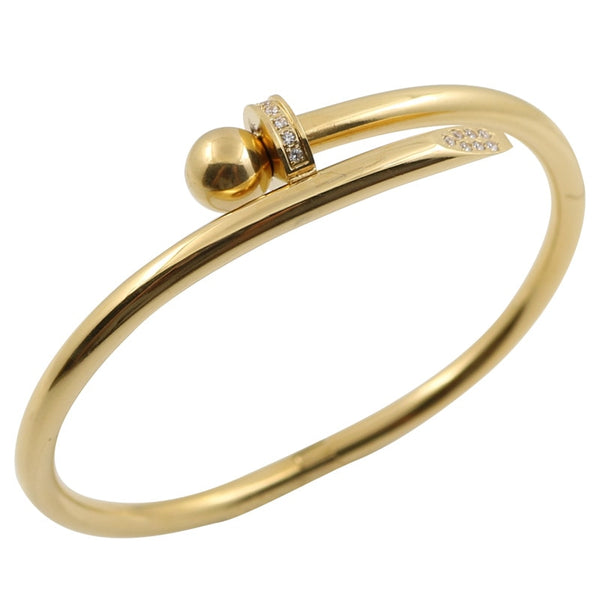 Golden Crystal Nail Bangle Bracelet with Stylish Design