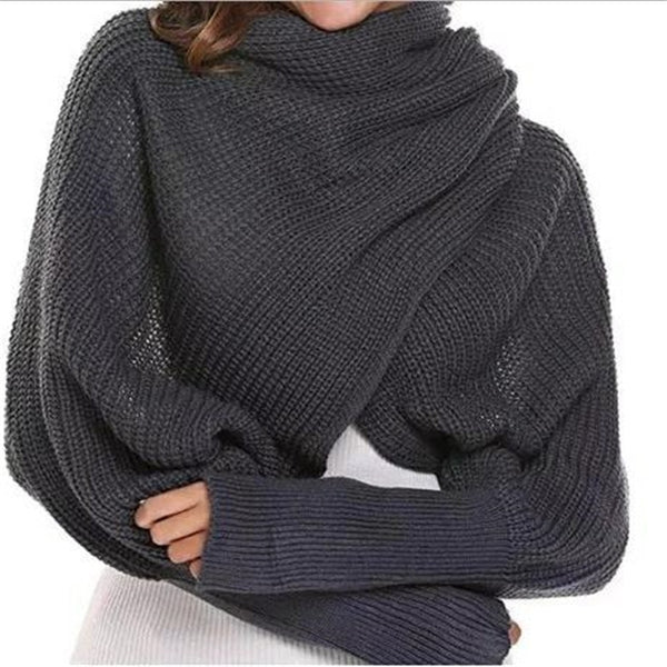 Knit Long Sleeve Winter Shawl Scarf for Fashionable Women
