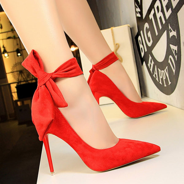 Basic Bow-Knot Pumps High Heels Stiletto for Ladies