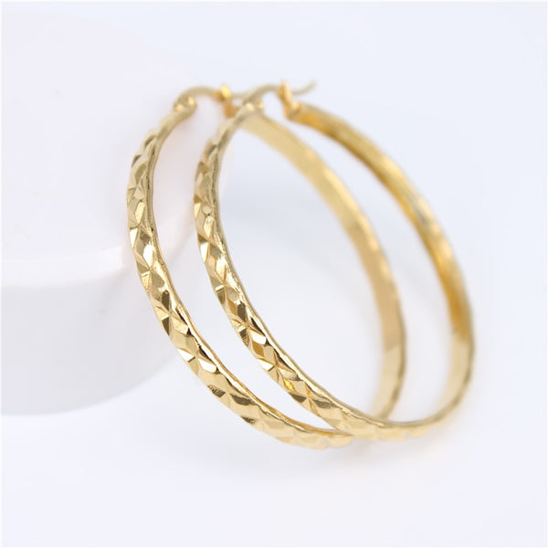 Elegant Gold Stainless Steel Hoop Earrings for Women