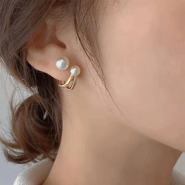 Elegant Imitation Pearl Hoop Earrings