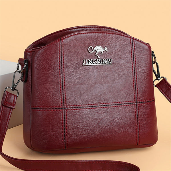 Solid Leather Small Crossbody Bags Multi-Pocket